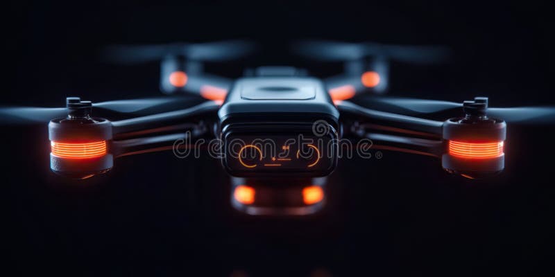 High-tech sensors on emergency drone, laser for obstacle avoidance, infrared sensors for low-light navigation royalty free illustration