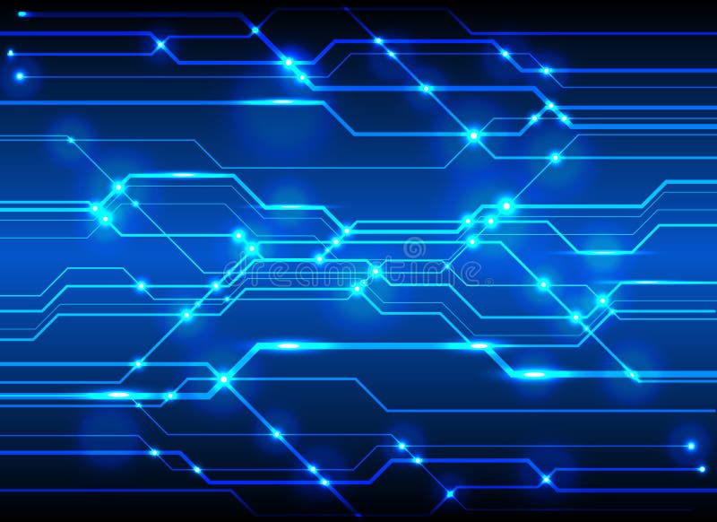 High-Techer Leiterplatte-Hintergrund, blaues abst Stromkreis der Technologie vektor abbildung