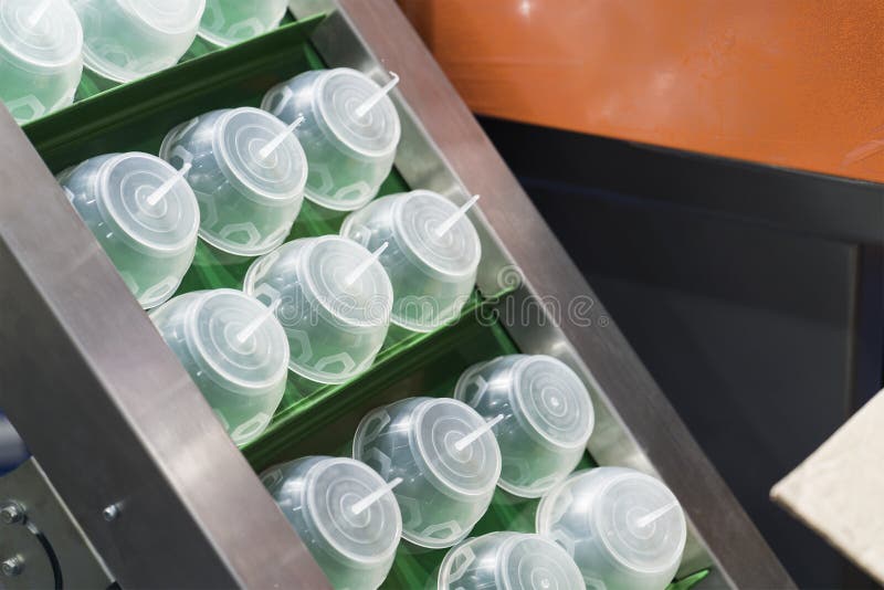 High Technology Plastic Cup Manufacturing Industrial Stock Photo