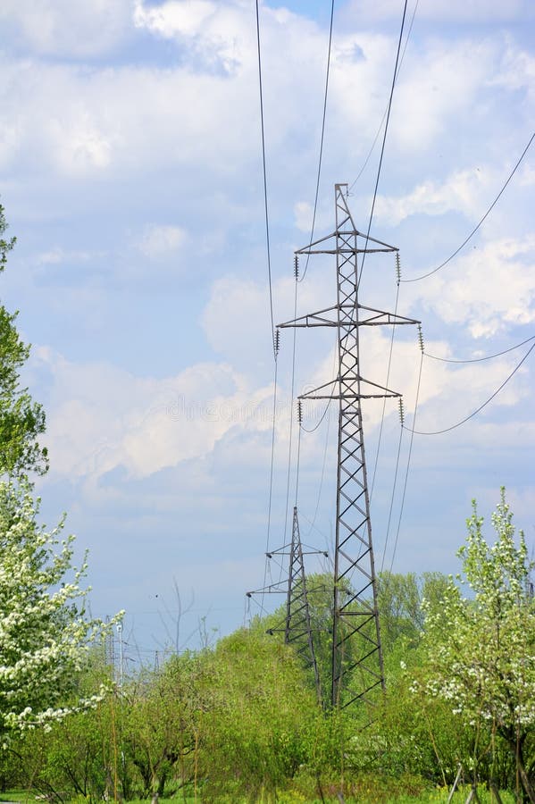 Hightension power line stock photo. Image of electrical 14637322