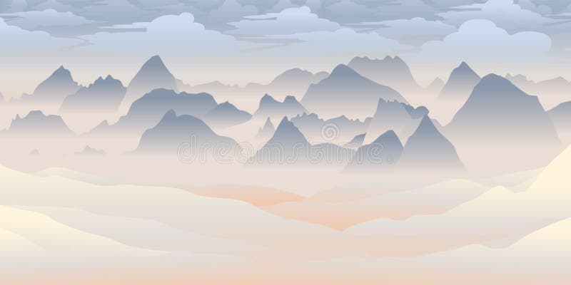 HIGH VIEW CHINESE CLOUD MOUNTAIN VECTOR Stock Vector - Illustration of
