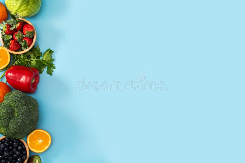 High in Vitamin C Food on Blue Background Stock Image - Image of healthy,  parsley: 207211869