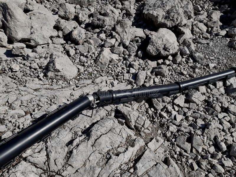 The High Voltage Cable is Attached To the Limestone Rock Using Stock