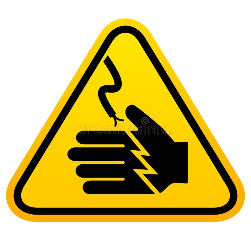 Electric Shock Hazard Sign, Do Not Put Your Fingers into Socket Stock
