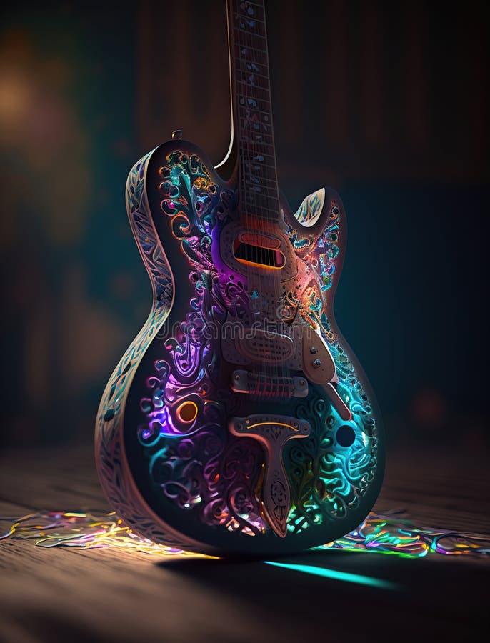 The High Voltage Guitar, Strings Charged with Energy. Generative AI