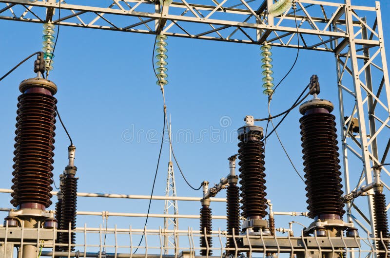 Highvoltage Insulators On Transformer Substation Stock Photo Image