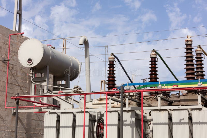 High Voltage Oil Transformer Stock Photo - Image of insulator, industry