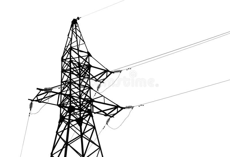 High voltage tower isolated. Electric power transmission