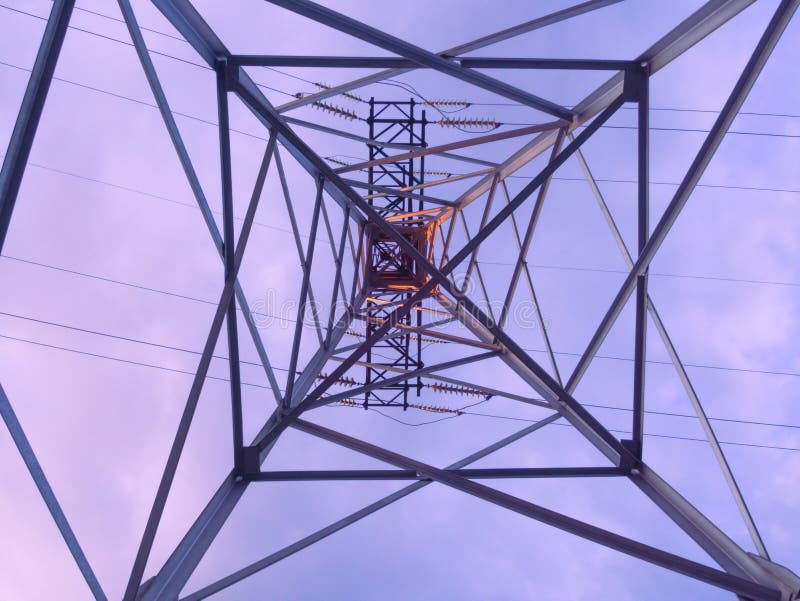 High voltage wire line. stock image. Image of pole, dusk 218525177