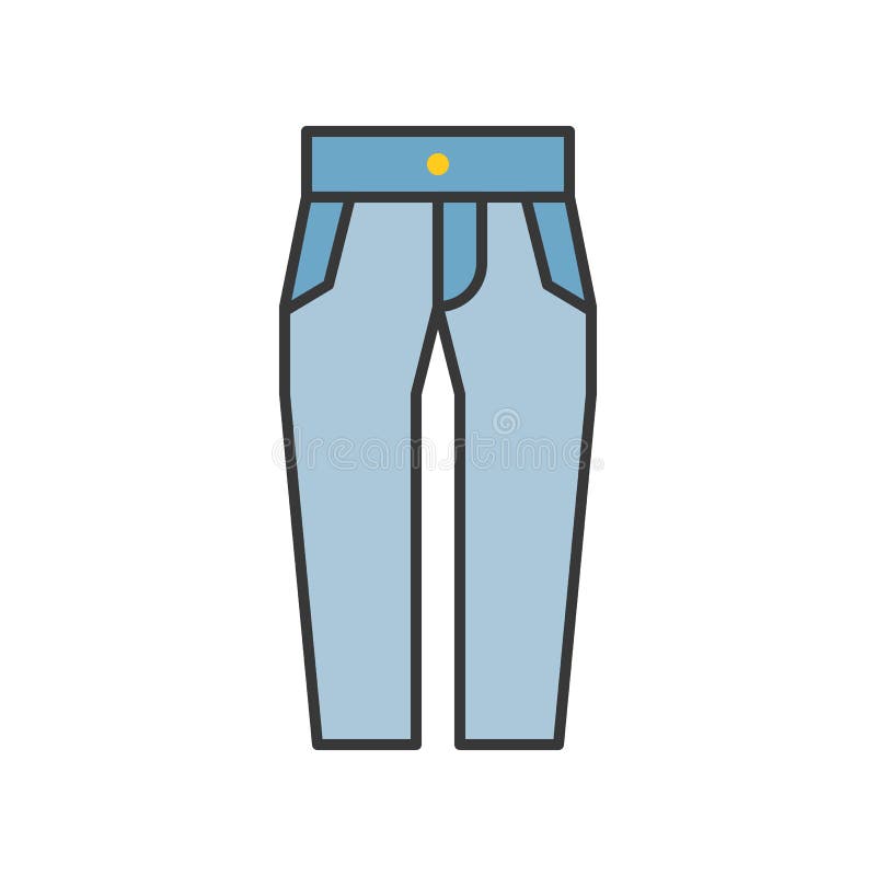 High Waist Jeans Pants, Filled Color Outline Editable Stroke Stock ...