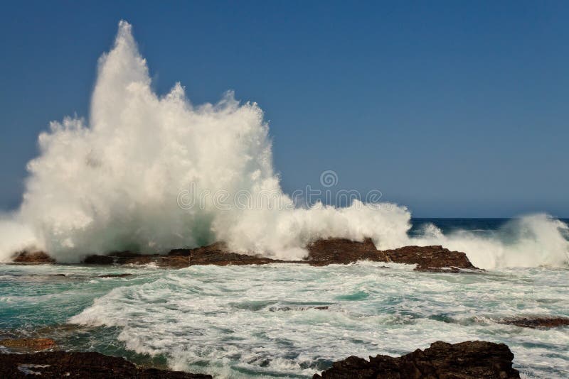 High wave breaking on the rocks