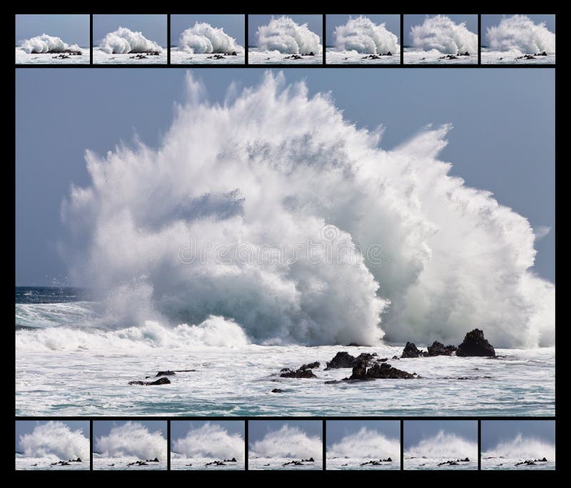 High wave breaking on the rocks