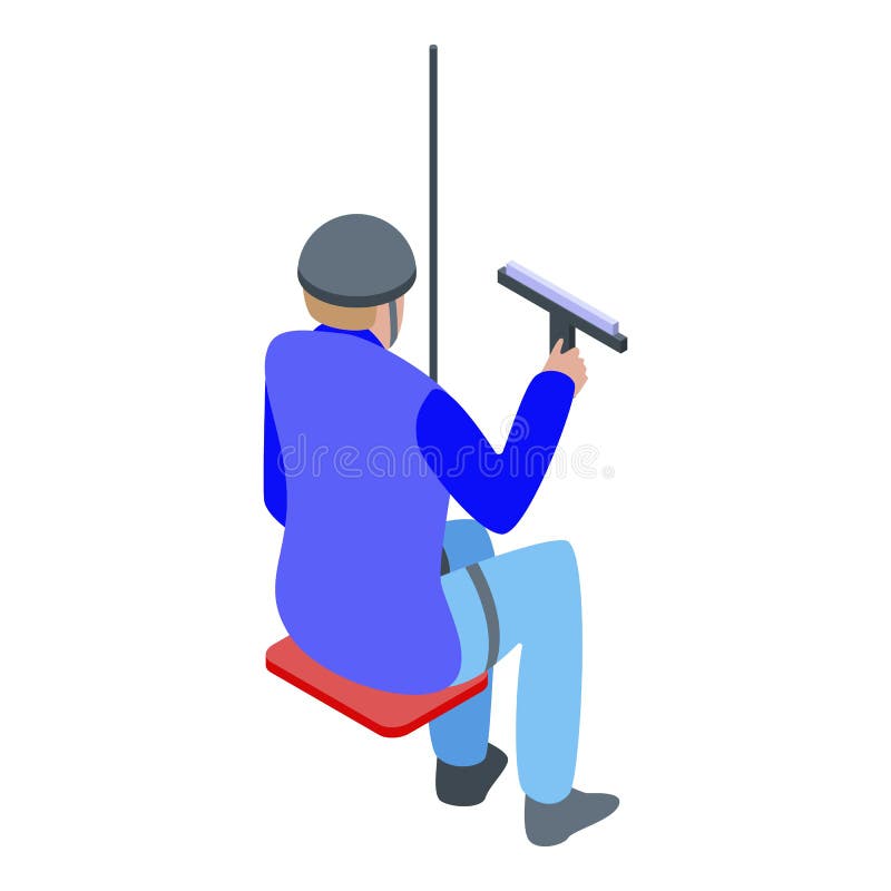 High window cleaning icon, isometric style stock illustration