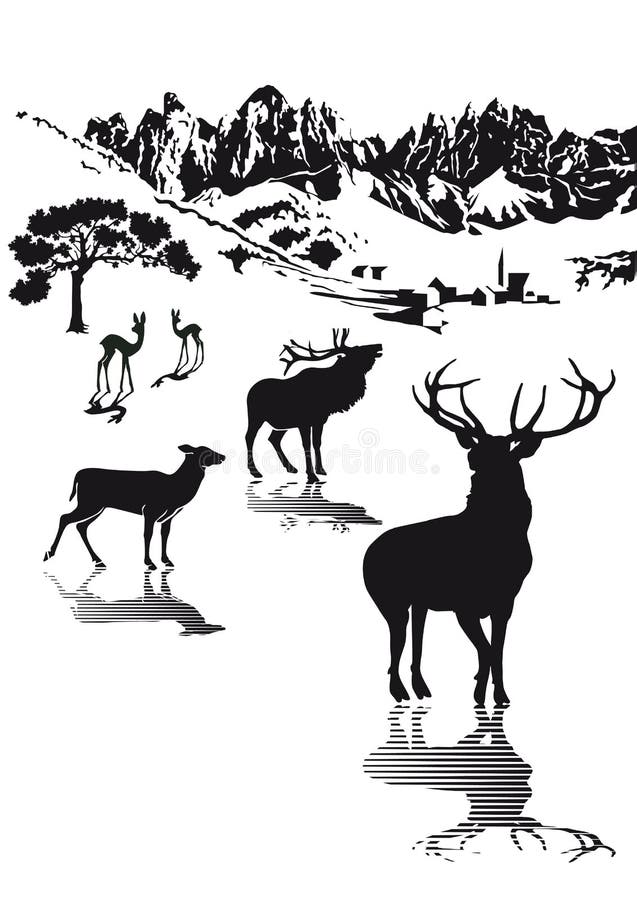 Highlands Wildlife Illustration Stock Vector