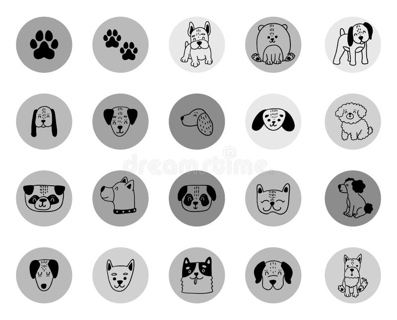 Highlight Covers. Dog Collection. Round Icons for Social Media Stories ...