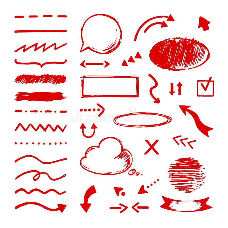 Highlight doodle. Select arrow marker icons. Selection and pointer drawing circle frames scribble underlines