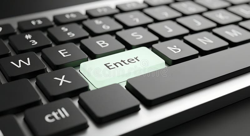 Highlighted Green Enter Key on Keyboard stock illustration