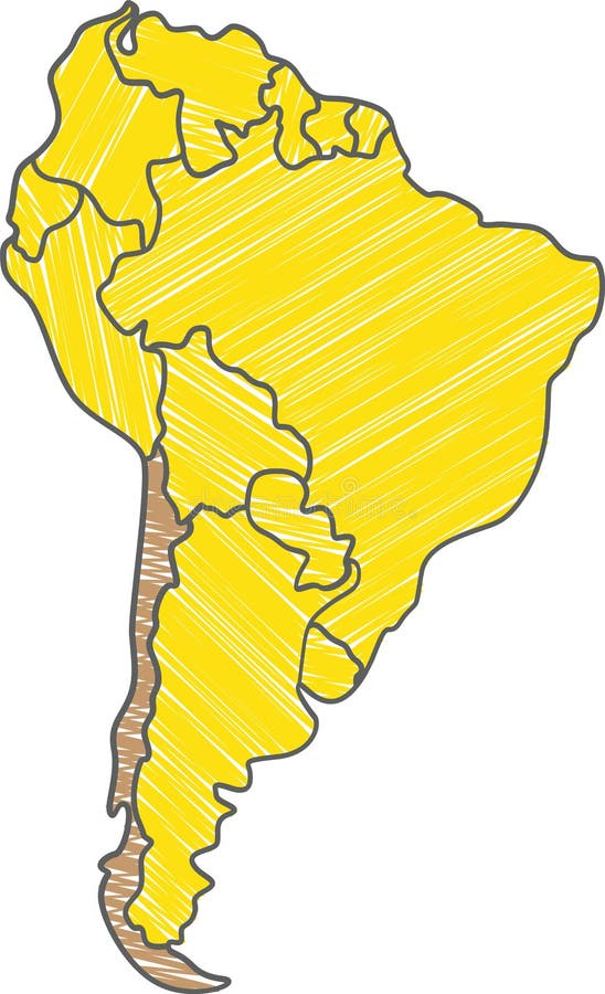 Highlighted map of CHILE inside map of South (Latin) America stock illustration
