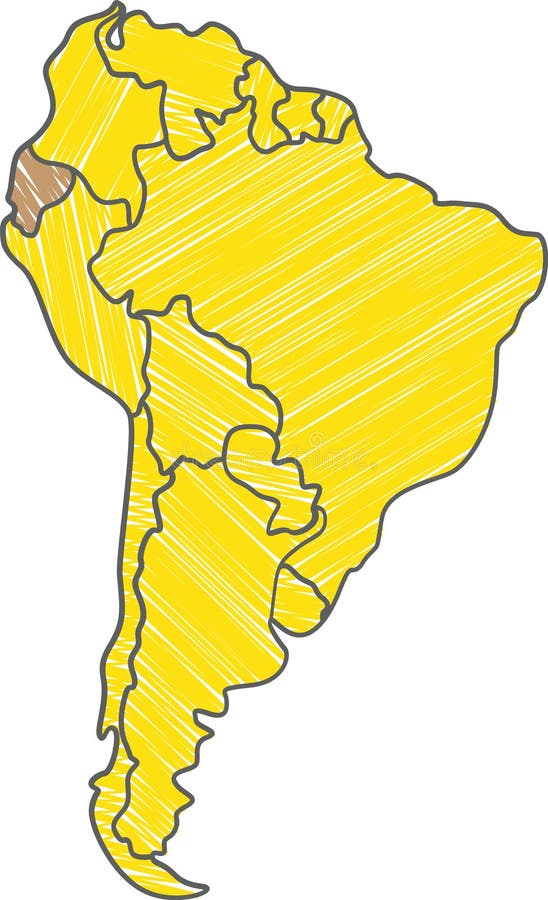 Highlighted map of ECUADOR inside map of South (Latin) America stock illustration