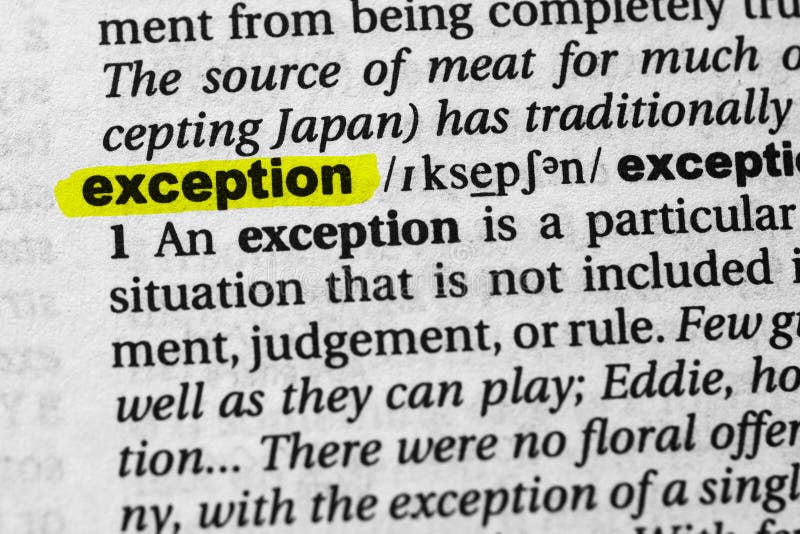 Highlighted word exception concept and meaning royalty free stock photos