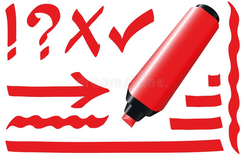effect kroon sigaret Highlighter Rode Markeerstift Vector Illustratie - Illustration of helder,  vector: 116902850