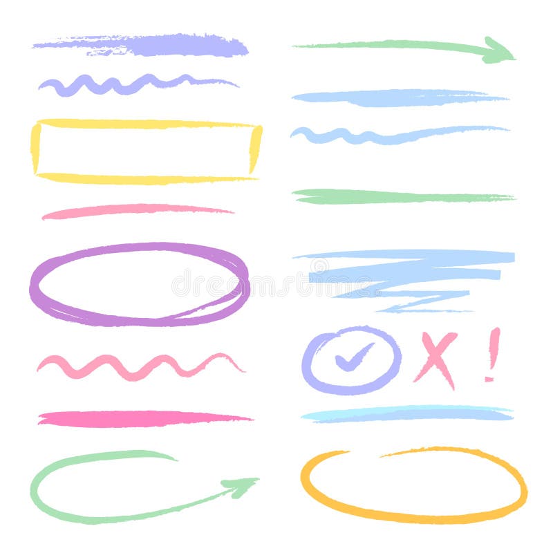 Highlighters красного цвета отметки нарисованные рукой формы scribble чернил щетки иллюстрация вектора Highlighters красного цвета отметки нарисованные рукой формы scribble чернил щетки иллюстрация вектора