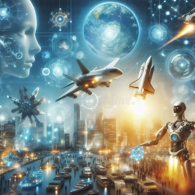 Highlights advanced technologies that may exist in the future su vector illustration