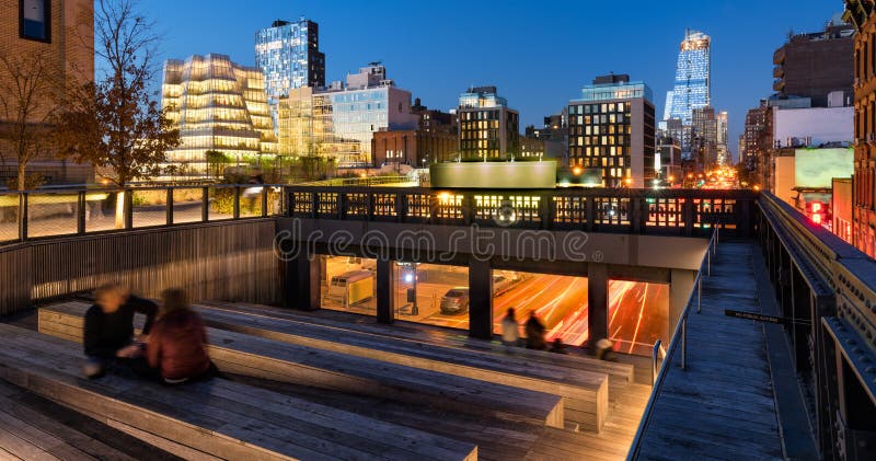 The Highline at Twilight. Chelsea. Manhattan, New York City Stock Photo ...