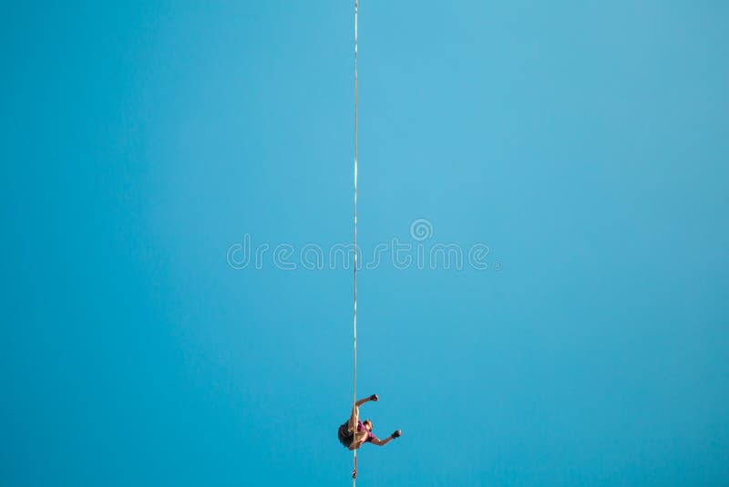 Highliner on the Background of Blue Sky Stock Image Image of line