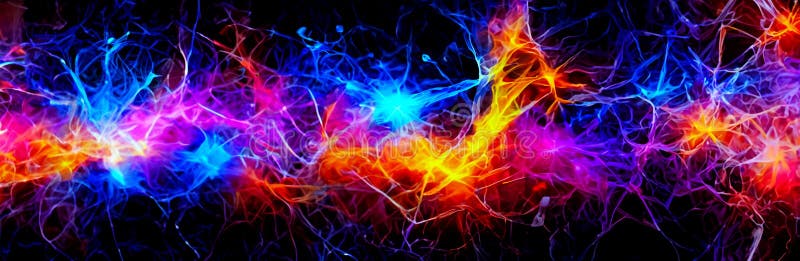 A highly coloured image of Scientific molecular and nuclear fusion vector illustration