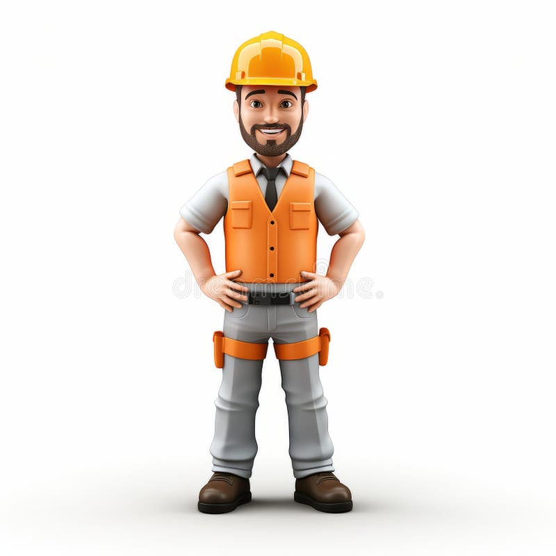 Highly Detailed 3d Construction Worker Character Model with Distinctive ...