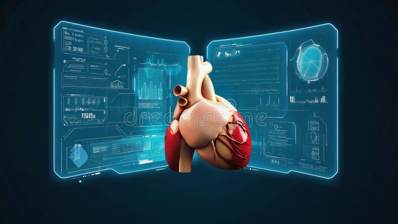 Futuristic Digital Heart Interface for Medical Technology and Research Visualization Generative AI royalty free illustration