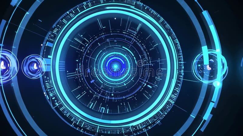 Futuristic Digital Interface with Neon Circular Patterns for Technology Design Generative AI vector illustration