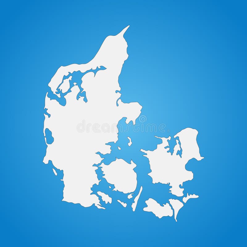 Highly Detailed Kingdom of Denmark Map with Borders Isolated on