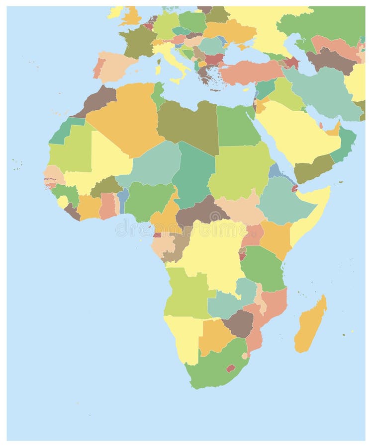 Highly detailed political map of Africa. No text vector illustration