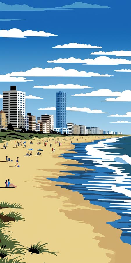 Bold Graphic Illustration Of Virginia Beach In Roy Lichtenstein Style vector illustration