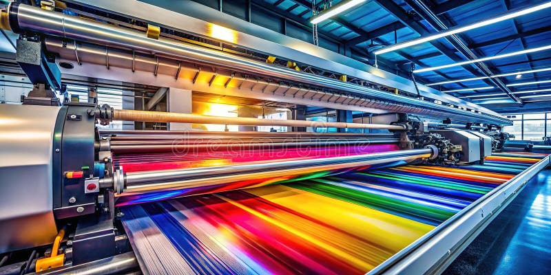 HighPerformance Industrial Large Format Printer Streamlining Print Production in Modern Manufacturing stock illustration