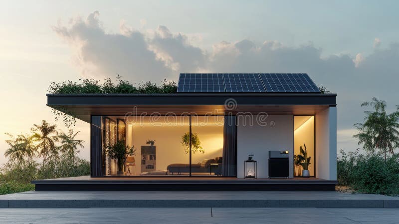 Highresolution 3D render of modern ecofriendly home generator royalty free illustration