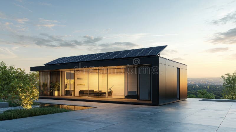 Highresolution 3D render of modern ecofriendly home generator vector illustration