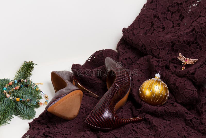 Hight Heel Shoes for Christmas Party Stock Image - Image of brown, look ...