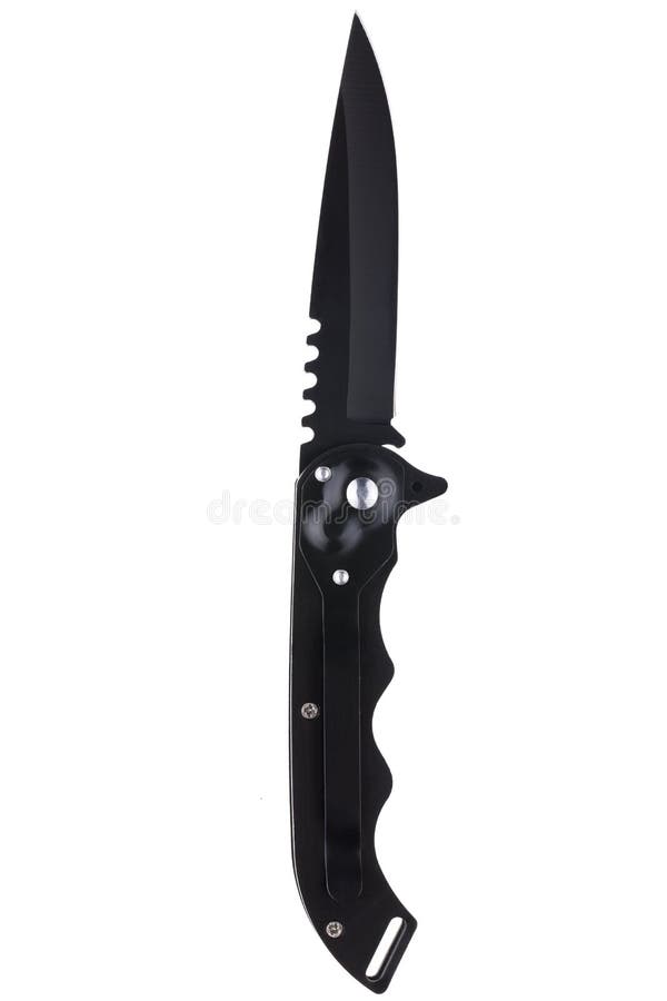 Hight quality black brutal pocketknife multitool unfolded royalty free stock image