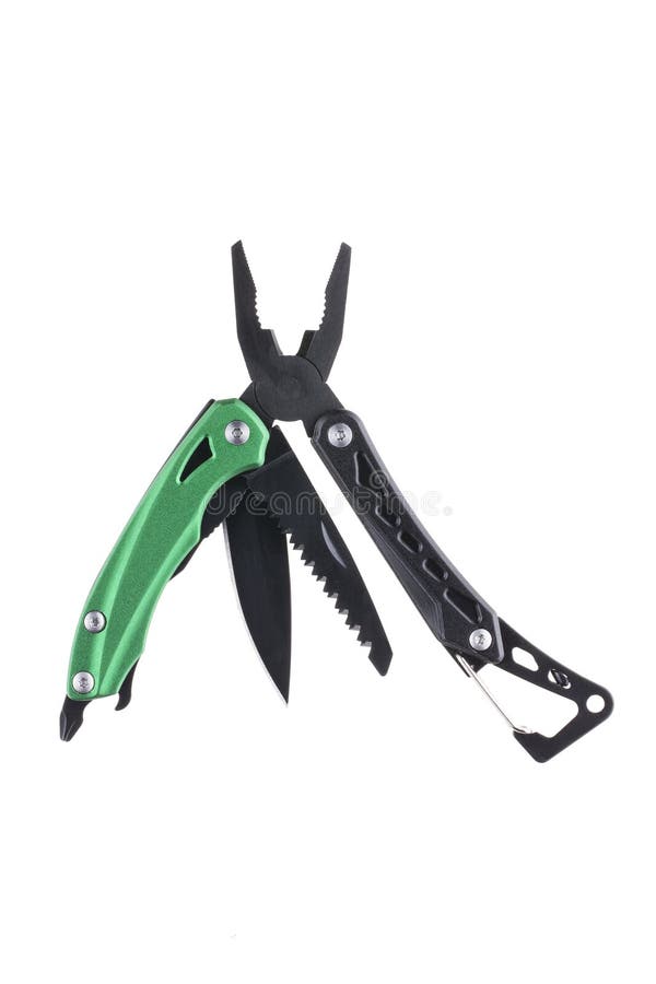 Hight quality black and green multi-tool unfolded stock image