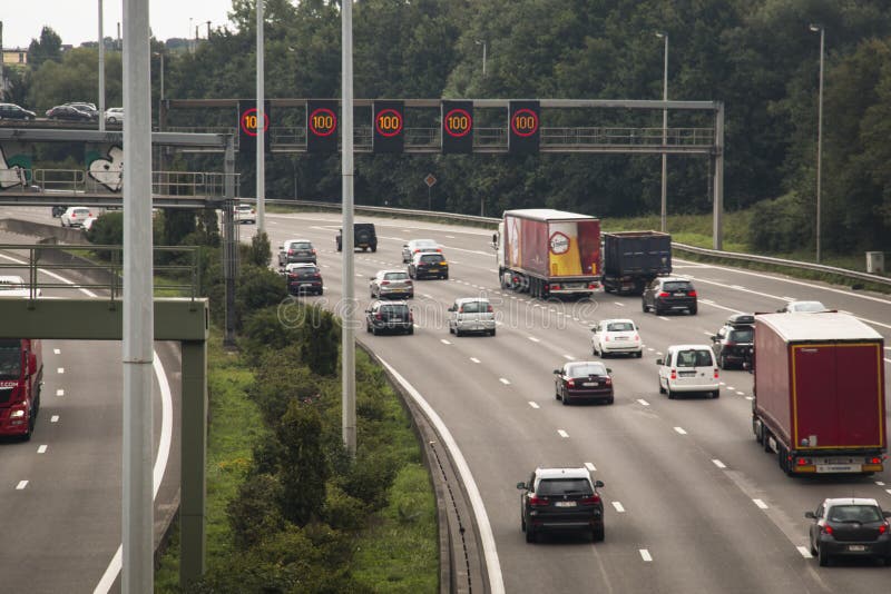 The highway around Antwerp with cars