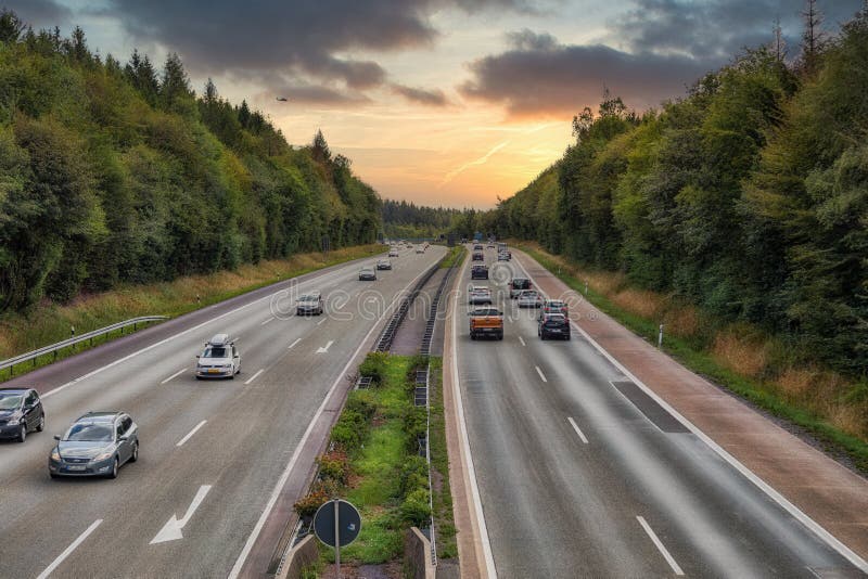 The A 45 Highway at Meinerzhagen in the sunset royalty free stock photos The A 45 Highway at Meinerzhagen in the sunset royalty free stock photos