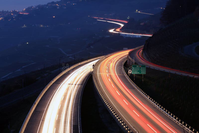 Highway at night royalty free stock photos