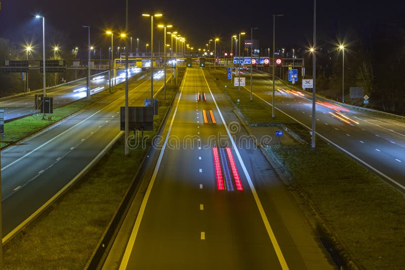 Highway at Night Next Ghent Stock Image Image gent, speed: