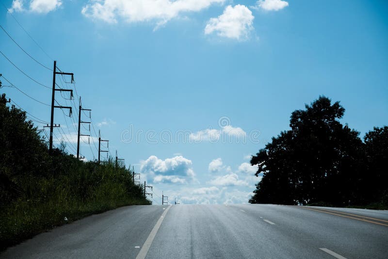 Highway road and blue sky stock photo. Image of blue 163144826