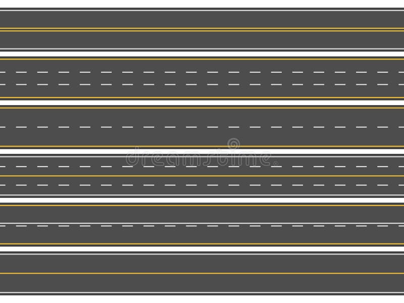 Highway road marking. Horizontal straight asphalt roads, modern street roadway lines or empty highways markings vector