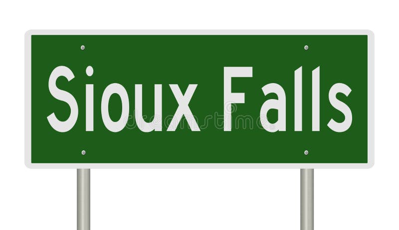 Highway sign for Sioux Falls South Dakota. 