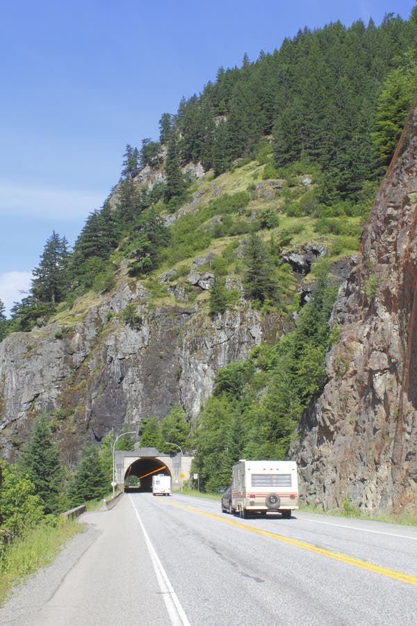 Highway Tunnel in the Canadian Rockies Stock Photo Image of mountain